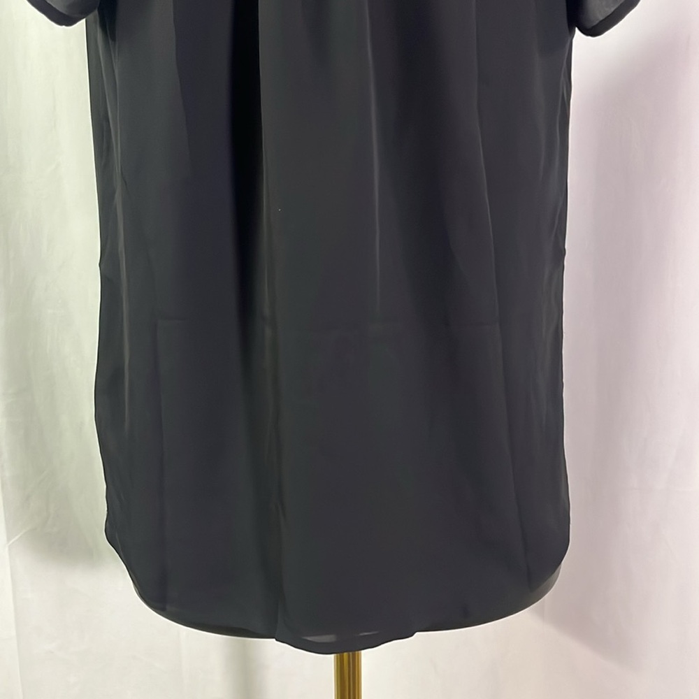 NWT Brooks Brother Black Short Sleeve Silk Keyhole Neck Blouse - Picture 13 of 16